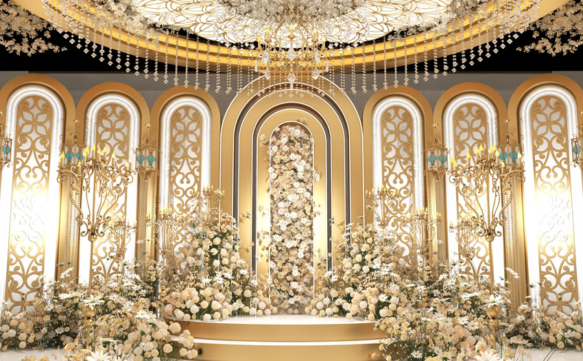 图木舒克香槟色调婚礼堂效果展示